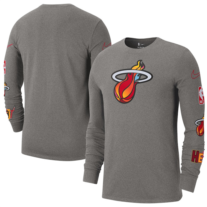 Men's Miami Heat Heather Charcoal 2022/23 City Edition Essential Expressive Long Sleeve T-Shirt